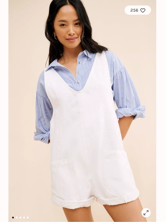 Free People Pants - Free People High Roller Shortalls in Optic White Cotton